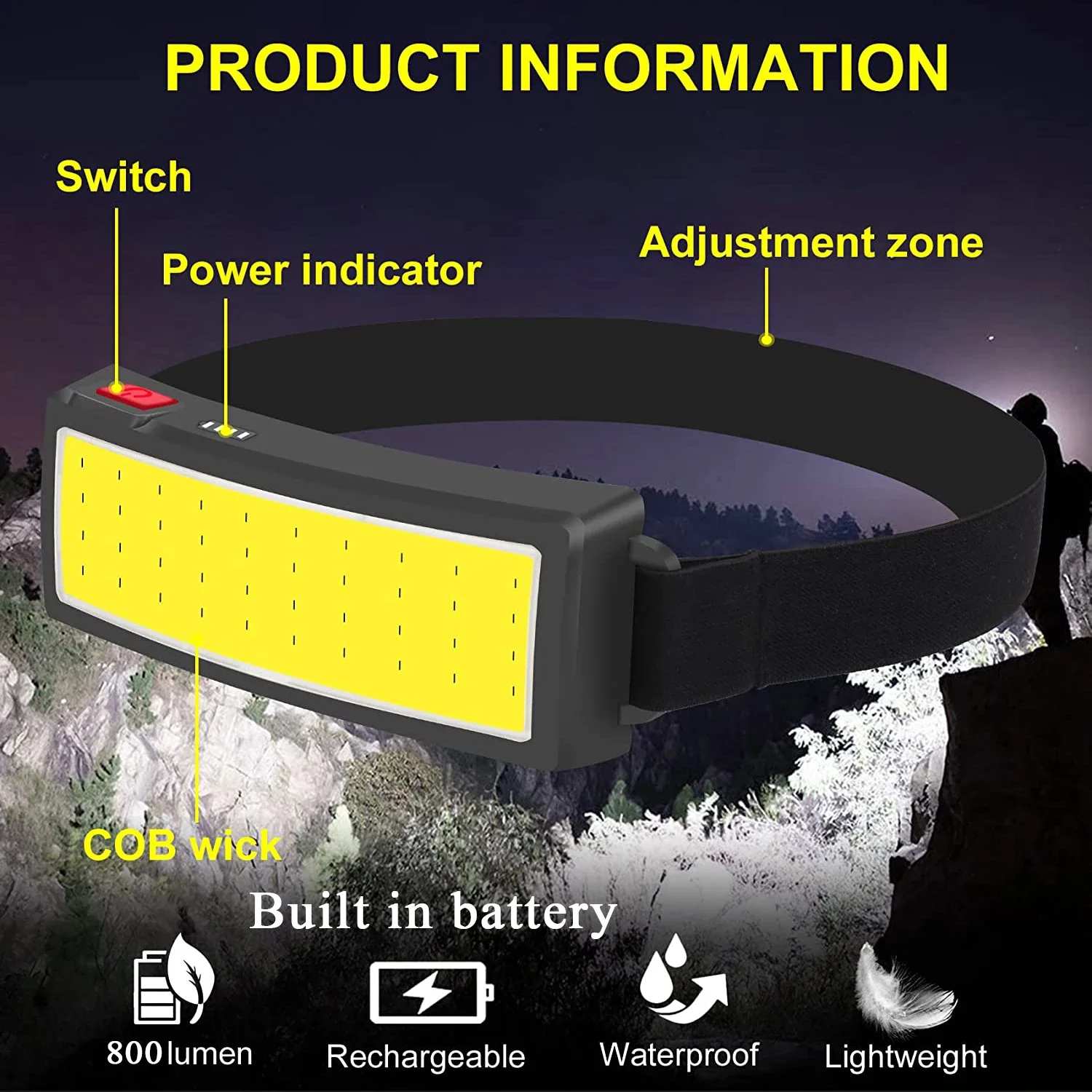 COB Portable LED Headlights Ou - Fish Finder Battery recensione e prezzo