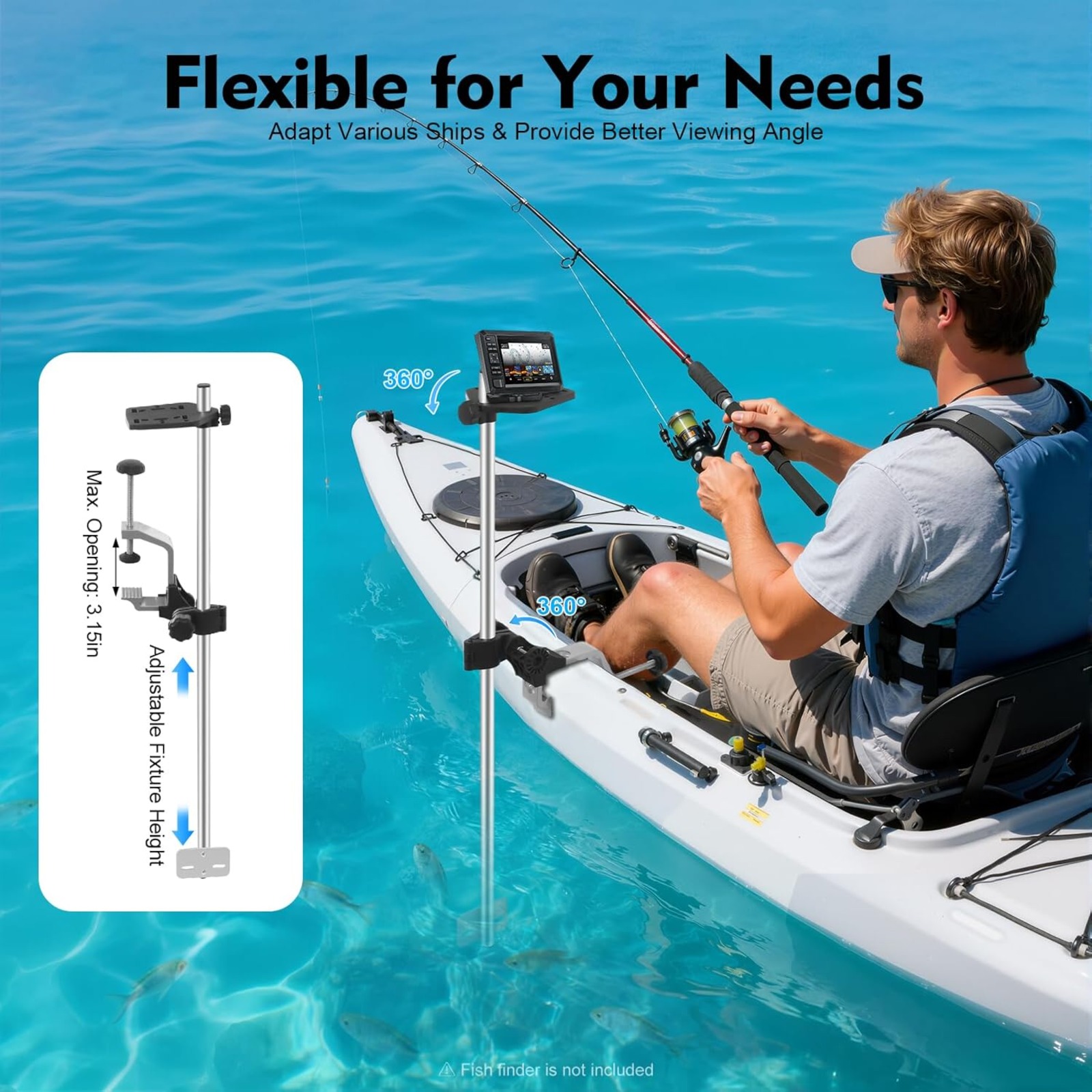 Portable 360° Adjustable Trans - Fish Finder Mount recensione e prezzo